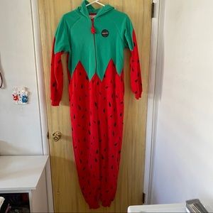Strawberry Fleece Hooded Onesie